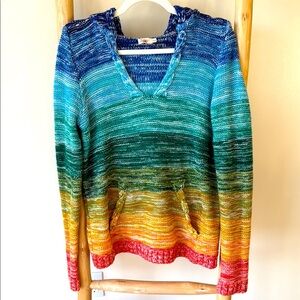 Faherty Rainbow Colorful Striped Knit Sweater Pullover Hoodie Rare XS